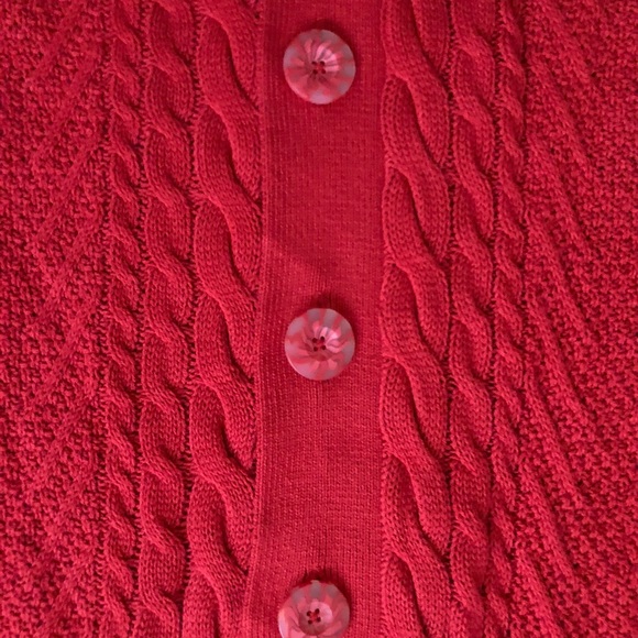 Red Short Sleeve Long Cardigan Sweater - Picture 3 of 4